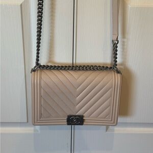 Chic Beige Quilted Chain Bag